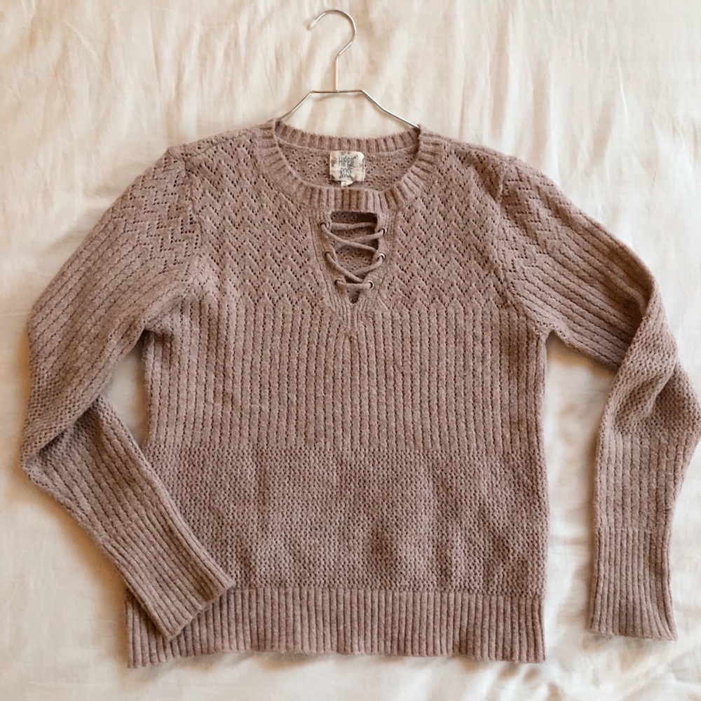 Hippie Rose Knit Sweater (pale pink)